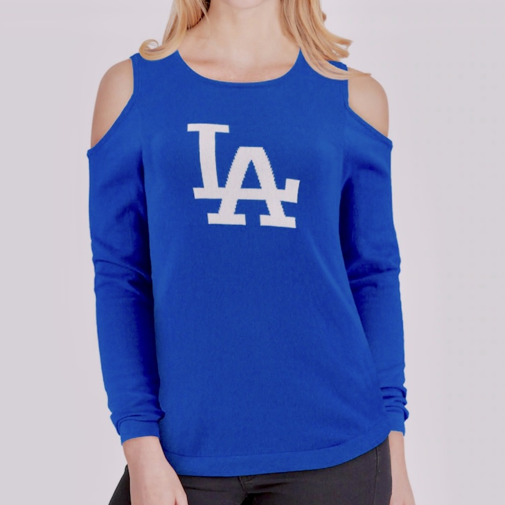 MLB LA Dodgers FOCO Cold Shoulder Sweater Tee